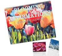 Blooming Affirmations 2026 Wall Calendar, 12 Month Inspirational Floral Art Planner with Positive Quotes, Nature Flowers Wall Calendar, for Mindfulness, Home Decor & Flower Lover Gifting (1pc)