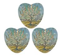 Blooming Apricot Trees Car Air Freshener, 3 Pcs Love form Hanging Air Freshener Cards, Long Lasting Fragrance Scented Cards for Car, Home, Office White-style