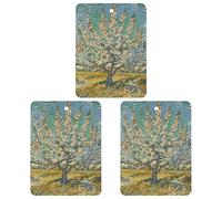 Blooming Apricot Trees Car Air Freshener, 3 Pcs Square Hanging Air Freshener Cards, Long Lasting Fragrance Scented Cards for Car, Home, Office White-style