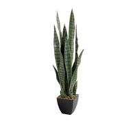 Blooming Artificial - 85cm Faux Sansevieria with Black Planter, Faux Indoor Snake Plant Potted, Home Office Decor