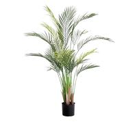 Blooming Artificial Areca Palm - Realistic Faux Plant in Pot, No Watering, for Living Room, Office & Hallway, Multi-stem Palm with Arching Fronds (120cm)