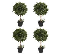 Blooming Artificial Bay Laurel Ball Trees - UV & Water Resistant Artificial Plant in Pot for Trade Projects & Large Entrances, Clipped Ball Topiary (70cm, 4 Pack)
