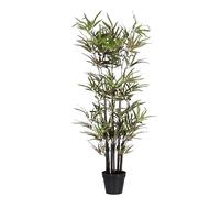 Blooming Artificial Black Stem Bamboo Tree - UV & Water Resistant Artificial Plant in Pot for Screening, Hallway & Patio, Black Canes with Dense Green Foliage (110cm)