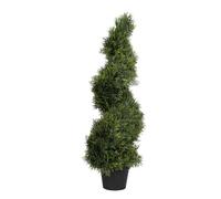Blooming Artificial Cedar Spiral Topiary Tree - UV & Water Resistant Artificial Plant in Pot for Doorstep, Steps & Patio, Hand-clipped Two-tone Conifer Spiral (90cm)