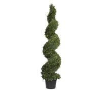 Blooming Artificial Cedar Spiral Topiary Tree - UV & Water Resistant Artificial Plant in Pot for Entrance, Driveway & Courtyard, Hand-clipped Two-tone Conifer Spiral (175cm)