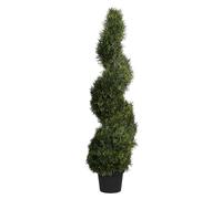 Blooming Artificial Cedar Spiral Topiary Tree - UV & Water Resistant Artificial Plant in Pot for Front Door, Patio & Garden, Hand-clipped Two-tone Conifer Spiral (120cm)