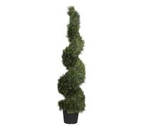 Blooming Artificial Cedar Spiral Topiary Tree - UV & Water Resistant Artificial Plant in Pot for Front Door, Patio & Indoors, Hand-clipped Two-tone Conifer Spiral (150cm)