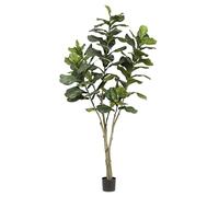 Blooming Artificial Fiddle Leaf Fig - Realistic Faux Plant in Pot, No Watering, for Atrium, Stairwell & Large Spaces, Tall Broad-leaved Specimen Tree (210cm)