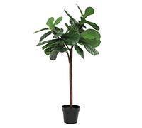 Blooming Artificial Fiddle Leaf Tree 120cm - Realistic Faux Plant in Pot, No Watering, for Living Room, Bedroom & Office, Broad Sculptural Leaves on a Slim Trunk