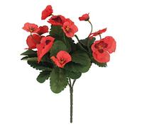 Blooming Artificial Outdoor and Indoor Plant, Weather Resistant, Faux Decorative Flowers, Easy Care, Perfect for Gardens and Patios (Pansy Bush) (Red) (28cm) (6 Pack)