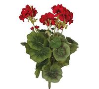 Blooming Artificial Outdoor and Indoor Plant, Weather Resistant, Faux Decorative Flowers, Easy Care, Perfect for Gardens and Patios (Geranium Bush) (Red) (37cm) (4 Pack)