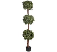 Blooming Artificial Outdoor Plant, UV and Water Resistant, Faux Decorative Tree with Pot, Easy Care, Perfect for Gardens and Patios (Boxwood Triple Ball Tree) (Green) (180cm)