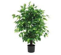 Blooming Artificial Plants Indoors in Pots, Faux Decorative Foliage, No Hassle, Easy Care, Perfect for Bringing Life to Indoor Spaces (Weeping Fig Ficus) (Green) (90cm)