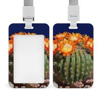 Blooming Barrel Cactus Badge Holder with Lanyard Heavy Duty Abs Plastic Card Case Id Card Name Badge Holders for Nurse Teacher Office Women Men