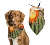 Blooming Barrel Cactus Dog Bandanas Soft Cute Triangle Larges Scarfs for Pets Kerchief Print Pet Handkerchiefs for Small Medium Large Dogs Puppy Cats