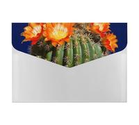 Blooming Barrel Cactus Folder Water-Resistant Accordion Files Organizer Moisture-Proof Expanding File Folder Pockets Reusable Clear File Folders Files Bags Document Holder