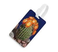 Blooming Barrel Cactus Luggage Tags for Suitcases Cute Suitcase Tag Privacy Cover ID Identifier Unique Name Tags for Travel Baggage Essentials Fashion Tag, White-style, One Size