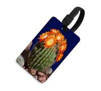 Blooming Barrel Cactus Luggage Tags for Suitcases Cute Suitcase Tag Privacy Cover ID Identifier Unique Name Tags for Travel Baggage Essentials Fashion Tag