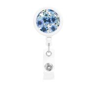 Blooming Blue Daisy Badge Reel Retractable Name Badge Holders Funny Nurse Badge Clip with Keychain Lightweight Plastic ID Card Holders for Men Women Gifts