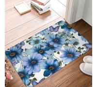 Blooming Blue Daisy Door Mat Indoor Outdoor Welcome Mat Resist Dirt Entryway Mat Low Profile Floor Mat Front Doormat Non-Slip Bath Mats Absorbent Flannel Area Rug 24 x 16 in