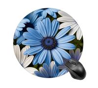 Blooming Blue Daisy Mouse Pad Round Mouse Mat with Non-Slip Rubber Base, Washable Desktop Protection Mat for Home Office Decor Desk Accessories, 7.8inch