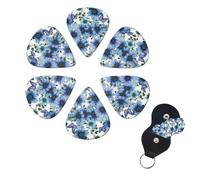 Blooming Blue Daisy Print Guitar Picks Set of 6 with Organizer Storage Box for Guitar, Guitar Accessories, Ukulele for Acoustic Guitar and Bass