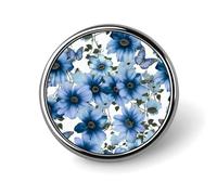 Blooming Blue Daisy Round Badge Pin Funny 1 Inch Button Brooch Lapel Pins Fashion Hat Shirt Pin Tie Tack Pinback Buttons Badge Party Supplies Decor Badges For Clothing Coat Hat Dress For Men Women