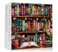 Blooming Bookshelf Jigsaw Puzzles 1000 Pieces, Vintage Literary Blossom Colorful Art Puzzle, Flower Book Wildflower Page Floral Themed, Library Impossible Challenging Puzzles for Adults