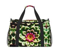 Blooming Cactus Flower Hand Travel Bag - Large Reusable Shopping Tote Bag, Perfect for Outdoor Activities, Sports, Camping & Groceries, Black, One Size