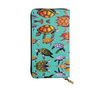 Blooming Cactus Flower Leather Wallets for Women Man, Wallets Large Billfold with 12 Card Slots,Wallet Passport wallet, Animals Sea Turtles, One Size