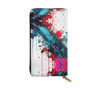 Blooming Cactus Flower Leather Wallets for Women Man, Wallets Large Billfold with 12 Card Slots,Wallet Passport wallet, Abstract Paint Splashes, One Size