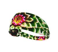 Blooming Cactus Flower Print Elastic Exercise Headband â€“ Breathable Sports Head Wrap for Yoga, Running, Cycling, Gym Workouts