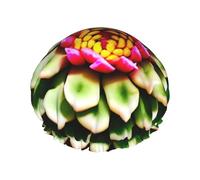 Blooming Cactus Flower Shower Caps, Waterproof Bath Caps Reusable Shower Caps Band Bath Hair Hat For Women Ladies