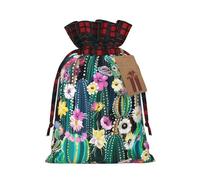 Blooming Cactus M Christmas drawstring gift bags printed flower-strap gift bags perfect for birthdays and holiday parties