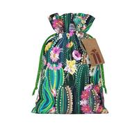 Blooming Cactus Print Reusable Drawstring Pouch,Perfect For Birthdays,Anniversaries,And Parties