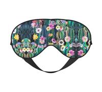 Blooming Cactus Print Soft Eye Mask -Elastic Nighttime Shade, Light-Proof Blindfolds for Plane, Yoga, Travel, Full Eye Covers