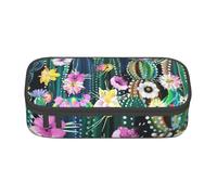 Blooming Cactus Print Teen Large Storage Pencil Case Stationery Organizer School College Business Travel