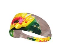 Blooming Cactus Sports Headband For Men Women Tennis Sweat Band For Workout Sports Headbands Elastic For Running