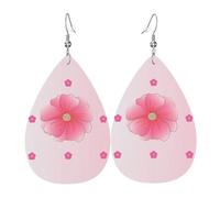 Blooming carnations Leather Earring. Stylish teardrop shape, perfect for women, and a great decorative choice for parties and holidays.