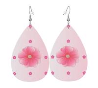 Blooming carnations Women's Teardrop Leather Earrings, Hook 925 Silver Plated, Holiday Accessories
