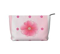 Blooming Carnations Zipper Closure Corduroy Makeup Bag Multifunctional Organizer 22x7x17cm for Travel Camping Vacation Fitness