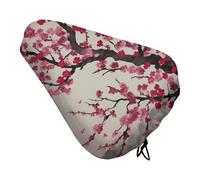 Blooming Cherry Tree Bike Seat Cover Waterproof Oxford Fabric, Universal Adjustable Bicycle Saddle Cover with Drawstring Easy Install Protective Rain Dust Covers for Women Men