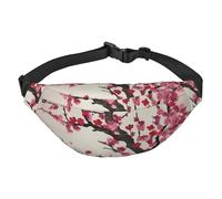 Blooming Cherry Tree Fanny Pack for Men Women Belt Bag Fashion Waist Bag Everywhere Crossbody Bag Wallet Hip Bum Bag with Adjustable Strap Waterproof Chest Bag for Travel Hiking Sports, Black, One