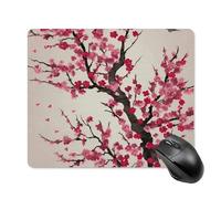 Blooming Cherry Tree Mouse Pad Non-Slip & Waterproof Mousepad for Desk, Ultra Thin Rectangle Mouse Mat for Office, Gaming, 18 * 22cm