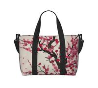 Blooming Cherry Tree Water-Resistant Crossbody Travel Bag, Large Carry-On with Adjustable Strap, Multi-Compartment Weekender for Gym, Travel, Outdoor