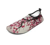 Blooming Cherry Tree Water Shoes for Men Women, Lightweight Stretch Swim Shoes with Anti-Slip Rubber Sole, Quick-Dry Aqua Socks for Pool, Beach, Surfing, Style, 12 Women/12 Men