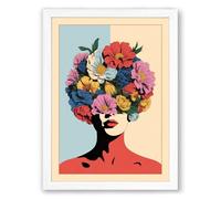 Blooming Crown Botanical Framed Wall Art Print A1 (84.1×59.4cm) White, Wall Decor for Living Room, Bedroom, Office & Home, Ready to Hang, Art Gift
