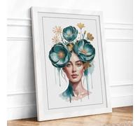 Blooming Crown Botanical Framed Wall Art Print A3 (42×29.7cm) White, Wall Decor for Living Room, Bedroom, Office & Home, Ready to Hang, Art Gift