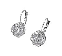 Blooming CZ Filigree 3D Rose Flower Crystal Leverback Dangle Drop Earrings for Women Girls Sensitive Ear Sweet Dangling for Lovers Wedding Elegant Diamond Jewelry Gifts Hypoallergenic (White Gold)