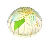 Blooming Daffodils One Size Double-layer shower cap prevents hair from getting tangled during showering and skincare.